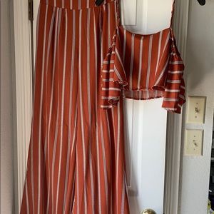 High waist 2 pc wide leg pant set